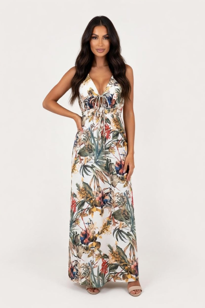 Open Back Print Dress — front view