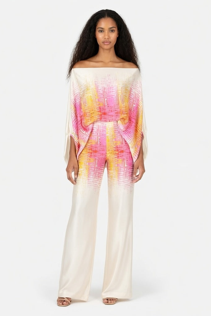 Off-Shoulder Co-ord Set — Yellow Pink Gradient