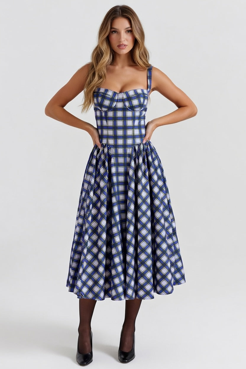 Halter Midi Dress — Blue