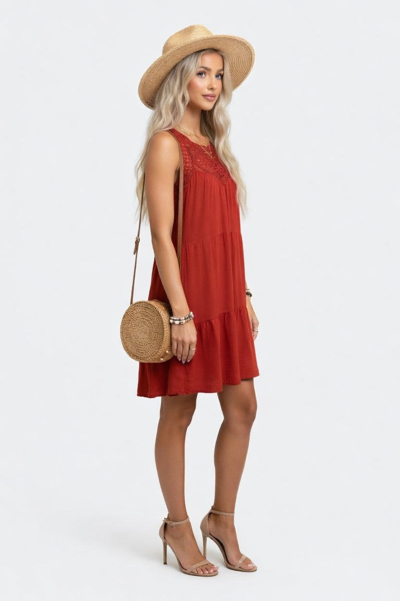 Lace Halterneck A-Line Dress — side view