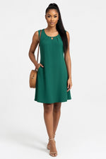 Pleated Pocket Dress — Dark Green