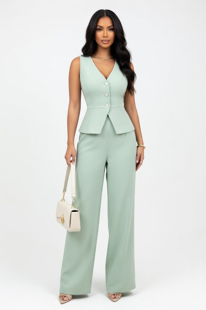 Sleeveless Co-ord Set — Teal