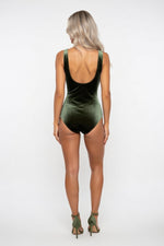 Gold Velvet Strapless Bodycon Dress — back view