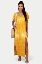 V-Neck Midi Dress with Side Slit — front view
