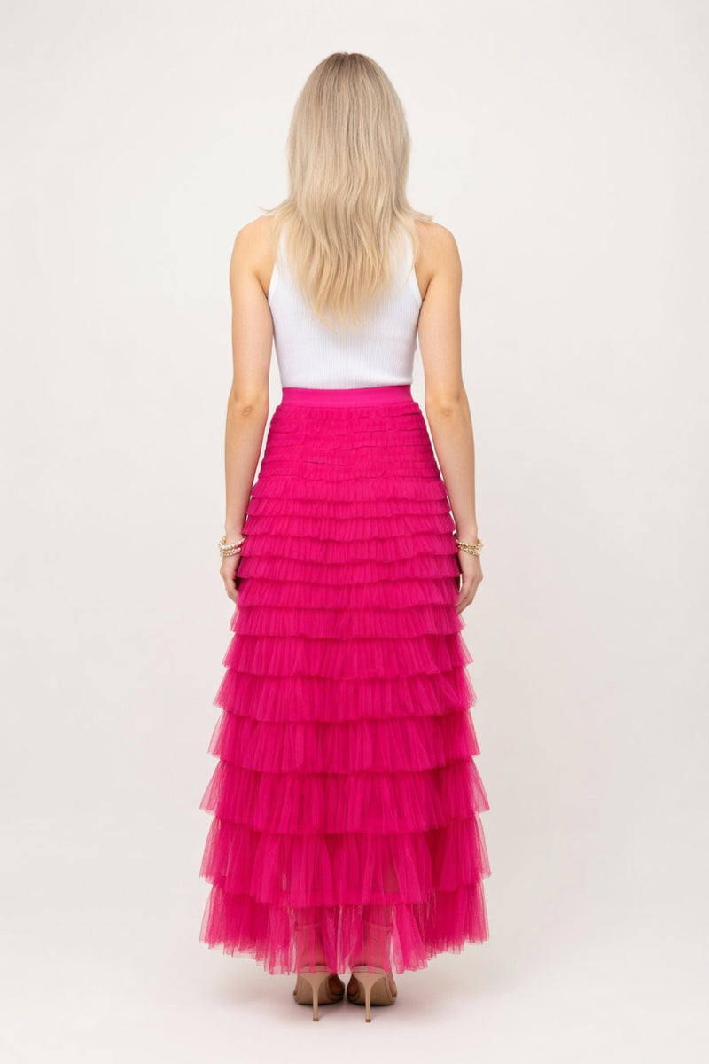 Mesh Tiered Mini Skirt — back view