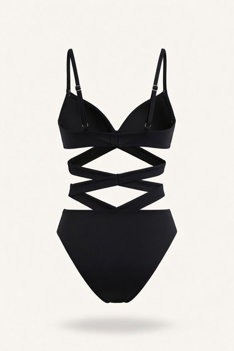 High Waist Strappy Bikini Set — back view