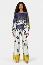 Printed Off-Shoulder Wide Leg Co-ord Set — Apricot Print