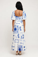 Off-Shoulder Printed Swing Dress — back view