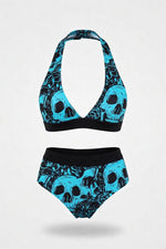 Skull Print One-Piece Swimsuit — front view