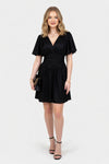 Metallic Ruffle Sleeve Mini Dress