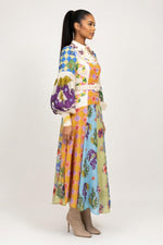 Printed Swing Dress with Lantern Sleeves — side view