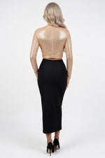 Draped Deep V Midi Dress — back view