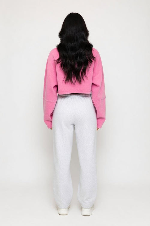 Cropped Distressed Sweatshirt — back view