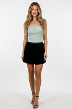 Ribbed Camisole with Built-in Bra — Lime Green