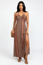 Halter Printed Beach Dress — Red