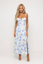 Floral Print Slit Midi Dress — front view