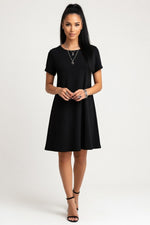 Short Sleeve Mini Dress — Black