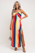 Halter Printed Beach Dress — Rainbow
