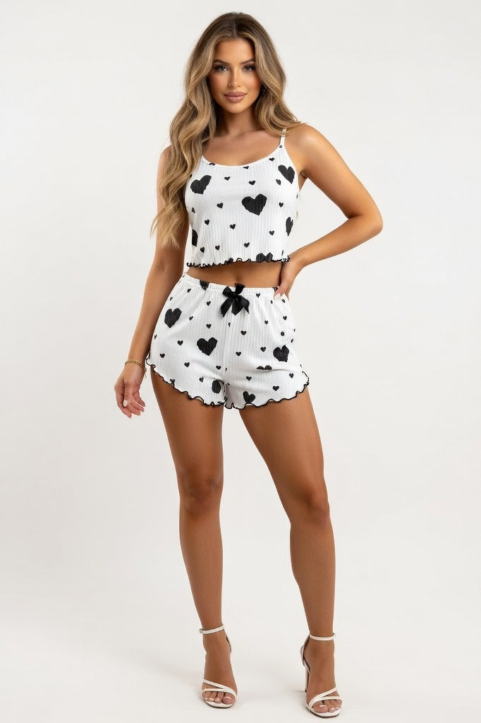 Printed Cami Short Set — Black