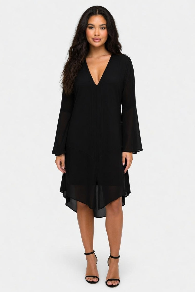 Chiffon Trumpet Sleeve Cardigan — front view