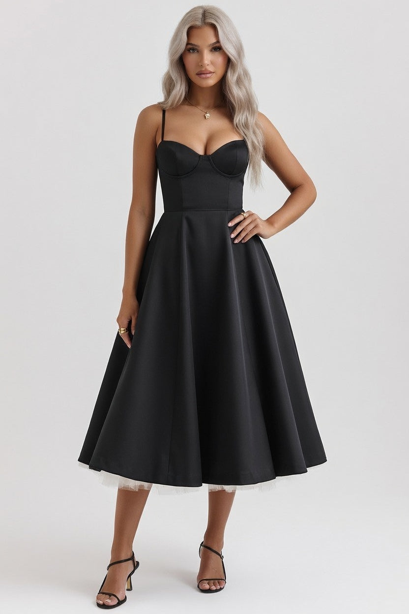 Mesh Slip Dress — Black