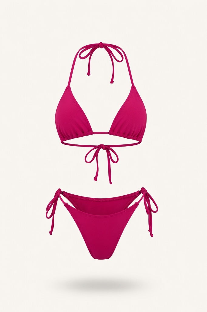 High Waist Bikini Set — Burgundy