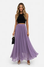 Chiffon High-Waist Maxi Skirt — Dusty Purple