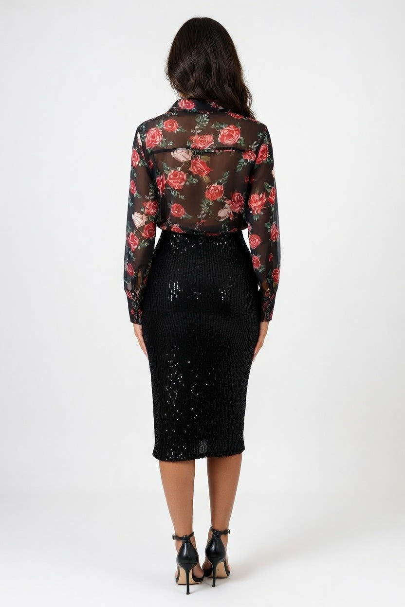 Sequin Mini Skirt — back view