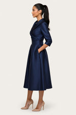 Satin Lapel Shirt Dress — side view