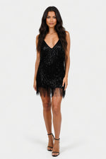 Sequin Halter Mini Dress — front view