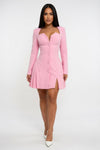 Deep V Ruffle Mini Dress