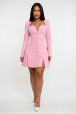 Deep V Ruffle Mini Dress — front view