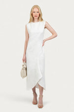 Round Neck Sleeveless Asymmetric Dress — front view