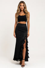 Gothic Fishtail Maxi Skirt — Black