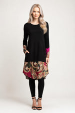 Printed Midi Dress — Black 2