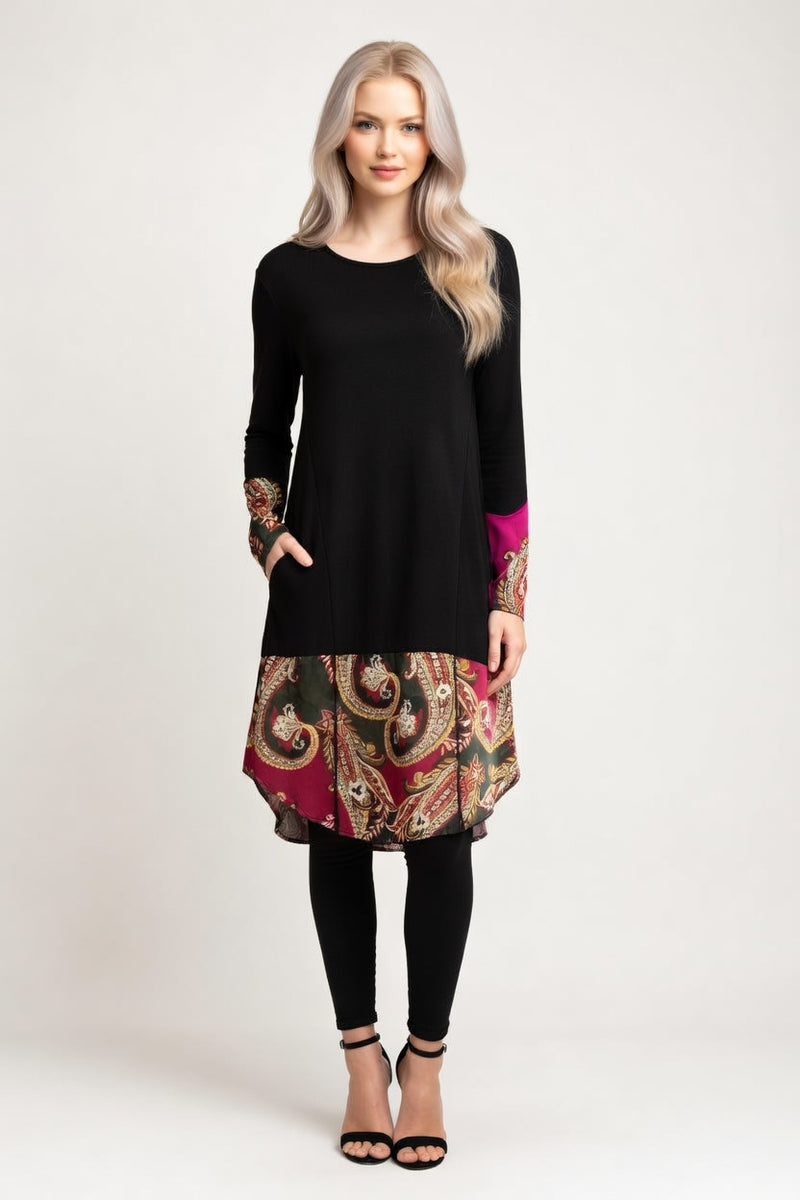 Printed Midi Dress — Black 2