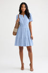 V-Neck Pleated Swing Dress