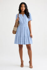 V-Neck Pleated Swing Dress — front view