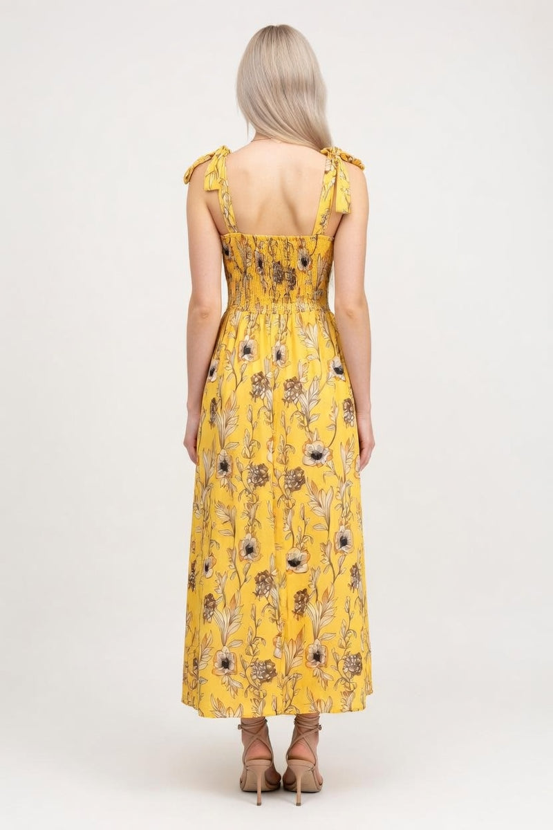 Printed Halter Maxi Dress — back view