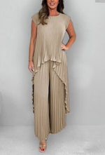 Tailored Top & Pleated Pants Co-ord — Apricot — colour variant