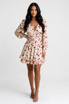 Printed Pleated V-Neck Dress