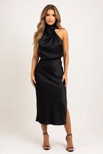 Satin Sleeveless Dress — Black