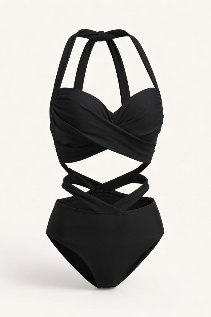 Underwire High Waist Bikini Set — Black