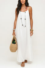 Backless Halter Maxi Dress — White
