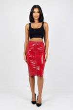 Glossy PU Leather Zip Mini Skirt — Side Zip Black