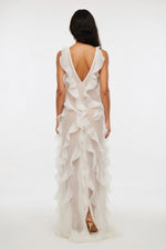 Chiffon Halter Dress with Side Split — back view