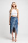 Raw Edge Denim Skirt