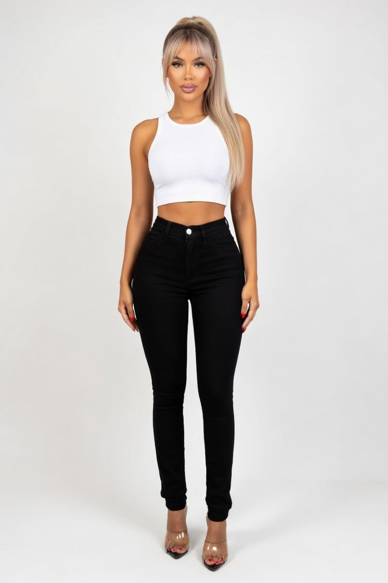 High Waist Slim Jeans — front view