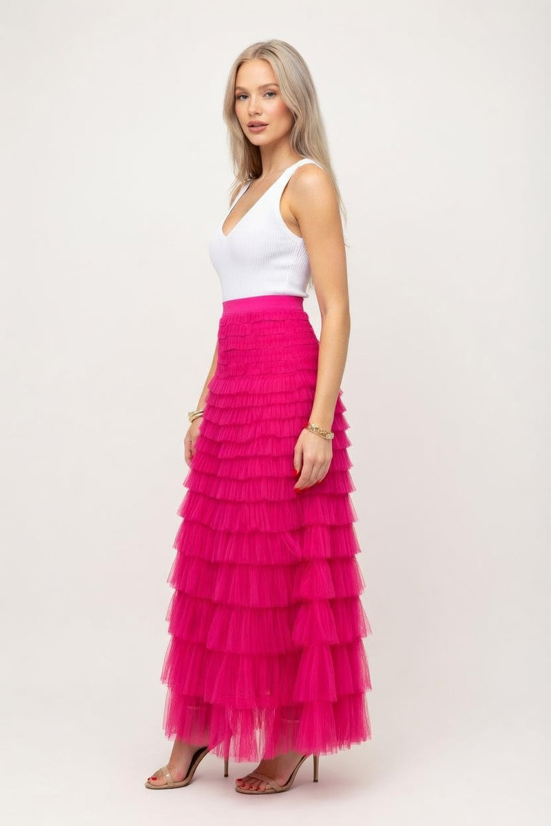 Mesh Tiered Mini Skirt — side view