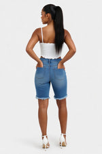 Raw Edge Straight Cut Denim Jeans — back view